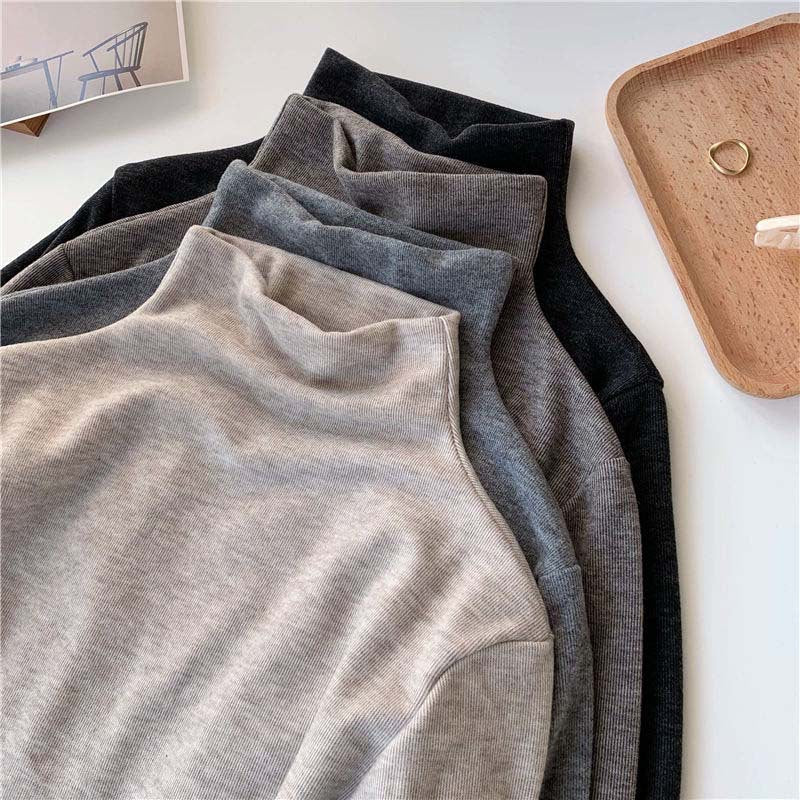 Damen Langarmshirt Hochkragen Baumwolle Norvielle - Norvielle