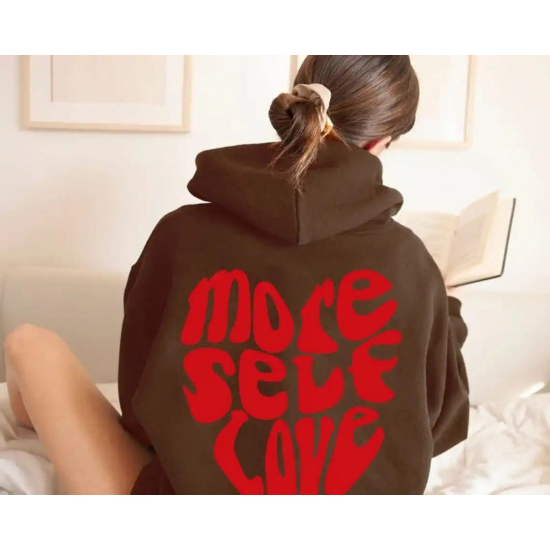 Damen Oversized Kapuzenpullover Herzmotiv