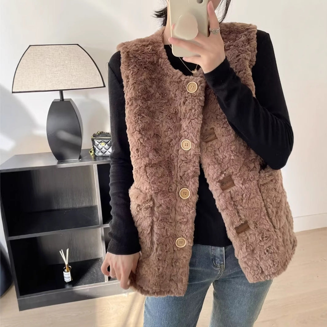 Damen Teddyweste Große Taschen Norvielle