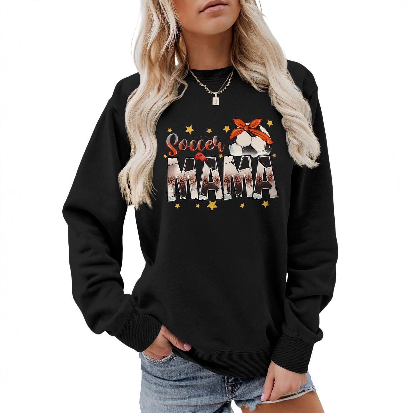 Damen Sweatshirt Soccer Mama Aufdruck Bequem Norvielle - Norvielle