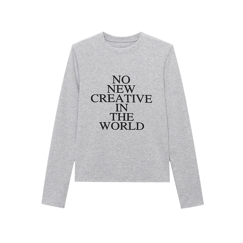 Damen Langarmshirt Kreativer Aufdruck Modischer Schnitt Weiß