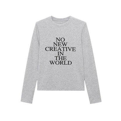 Damen Langarmshirt Kreativer Aufdruck Modischer Schnitt Weiß