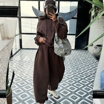 Damen Oversized Sweatanzug mit Kapuze und Bündchen Norvielle - Norvielle