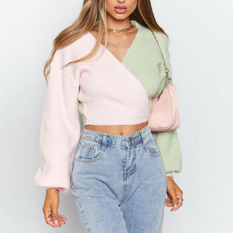 Damen Pullover V-Ausschnitt Strukturierter Look Ärmel Norvielle