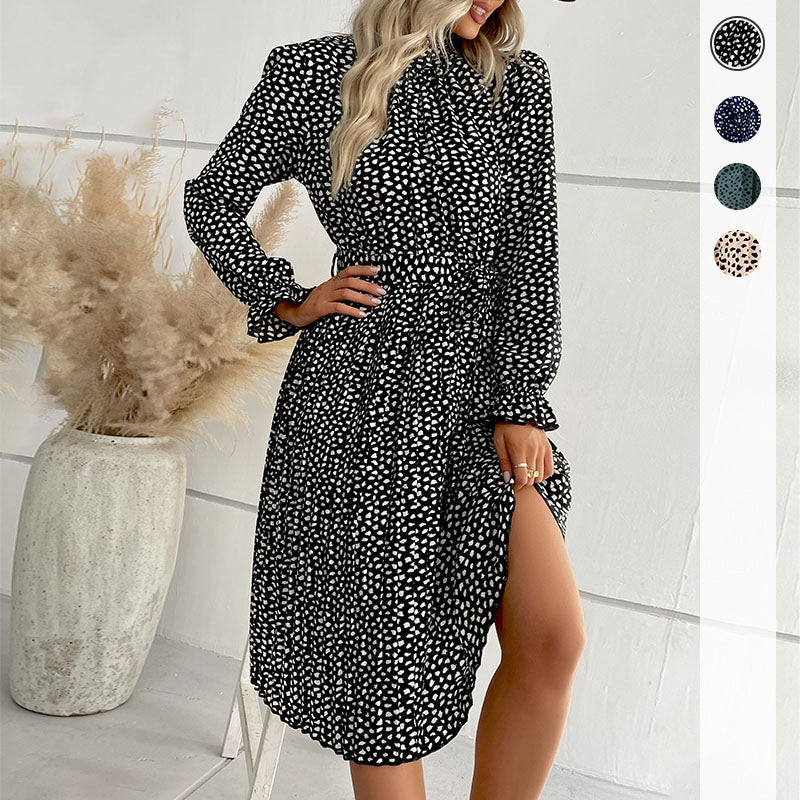 Damen Midi-Kleid Rüschensaum Taillengürtel Norvielle - Norvielle