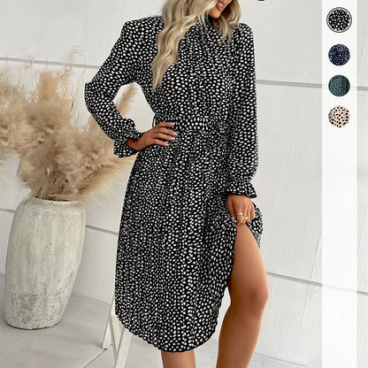 Damen Midi-Kleid Rüschensaum Taillengürtel Norvielle - Norvielle