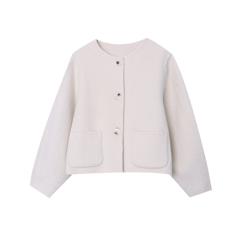 Damen Strickjacke Weich Klassische Knöpfe Beige