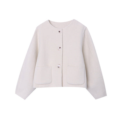 Damen Strickjacke Weich Klassische Knöpfe Beige