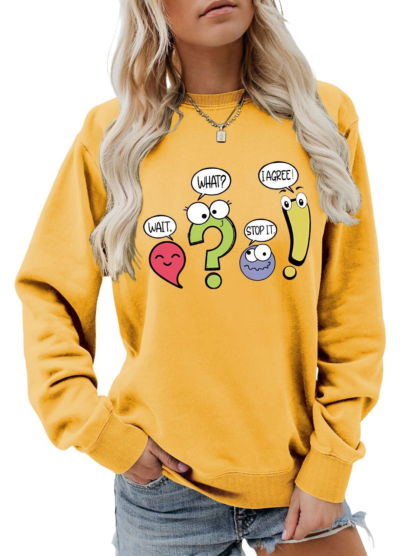 Damen Pullover Lässig Humorvolles Motiv Norvielle