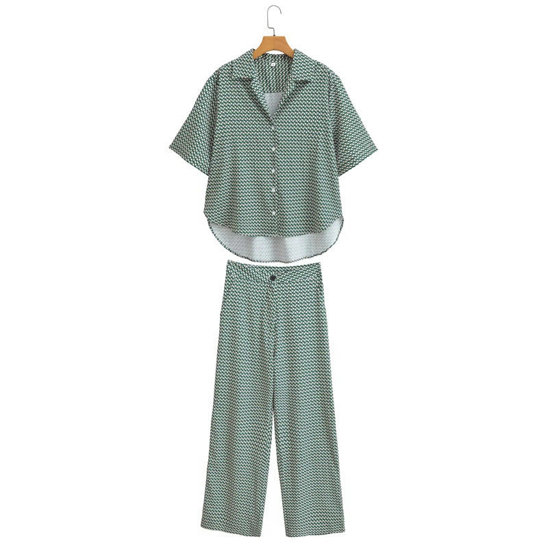 Damen Baumwollhose Weit Grafisches Muster Elastischer Bund Schwarz - Norvielle