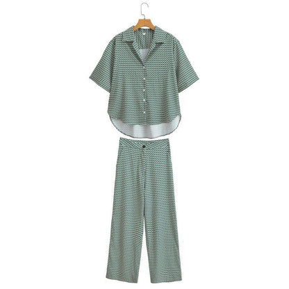 Damen Baumwollhose Weit Grafisches Muster Elastischer Bund Schwarz - Norvielle