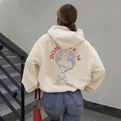 Damen Kapuzenpullover Weltmotiv Hochwertiger Druck Norvielle