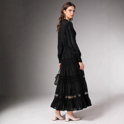 Damen Maxikleid Romantisch Rüschendetails Durchsichtig Norvielle