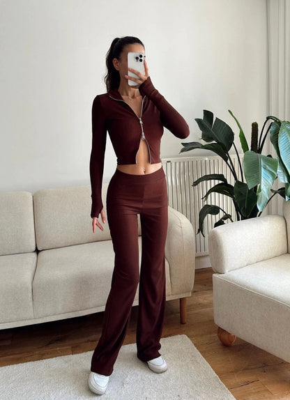 Damen Cropped und Hose Set Norvielle
