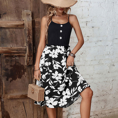 Damen Kleid Floralmuster Knopfleiste Norvielle