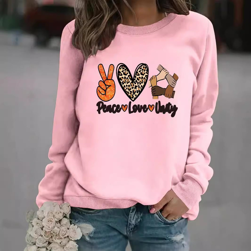 Damen Sweatshirt Peace Love Unity Motiv Norvielle