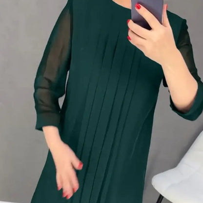 Damen Maxikleid Elegant Faltenwurf Durchsichtige Ärmel Norvielle