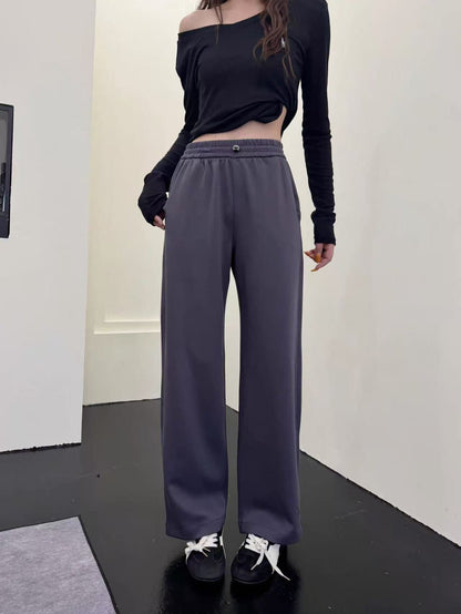 Damen Sportliche Freizeithose Elastischer Bund Seitliche Taschen