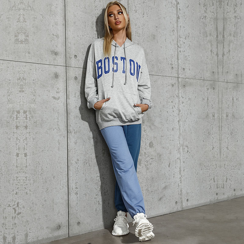 Damen Kapuzenpullover Oversized mit Schriftzug