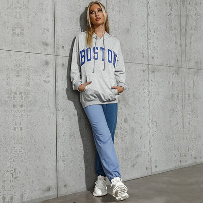 Damen Kapuzenpullover Oversized mit Schriftzug