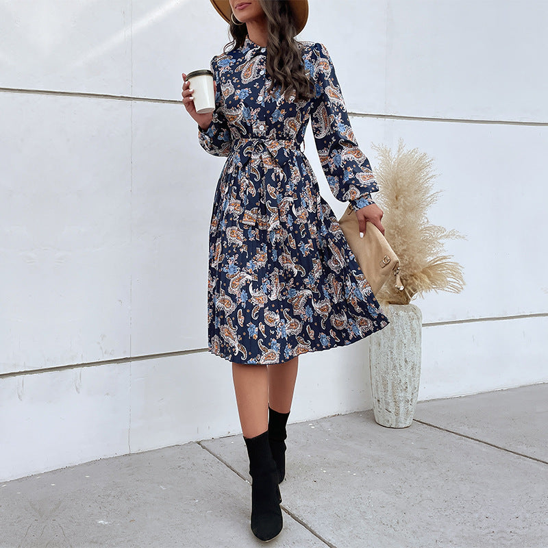 Damen Midikleid mit Knöpfen und Rüschen Elegant