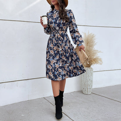Damen Midikleid mit Knöpfen und Rüschen Elegant
