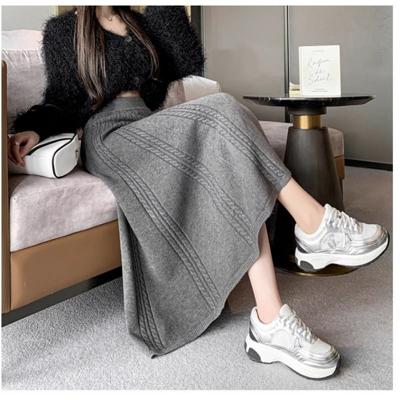 Damen Strickrock Midi aus Norwolle