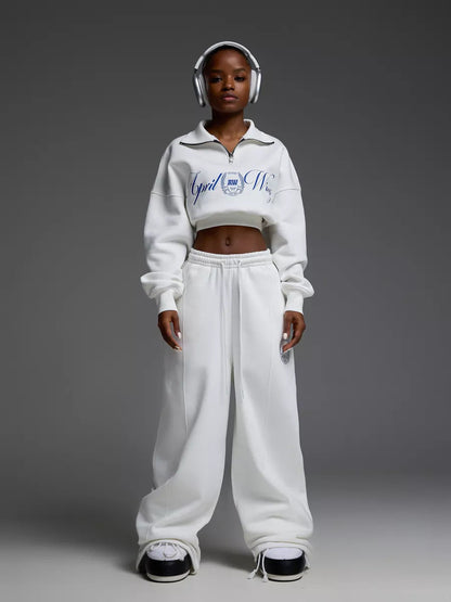 Damen Sportset Cropped Sweatshirt und Jogginghose Norvielle