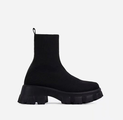 Damen Stiefel Hochschaft Robustes Plateau