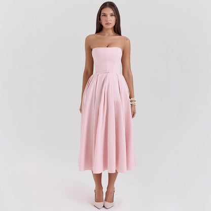 Damen Abendkleid Herz-Ausschnitt Schwingrock