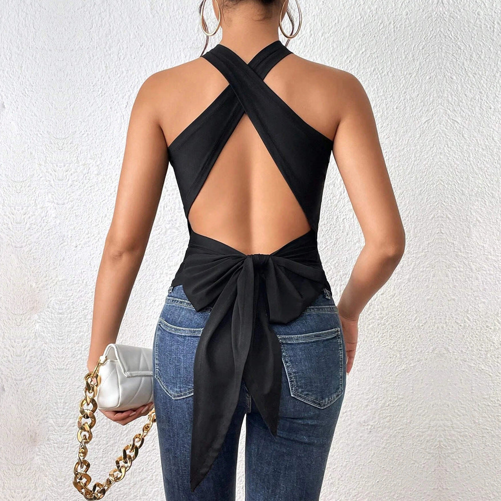 Damen Bodysuit Figurbetont Norvielle Kreuzausschnitt