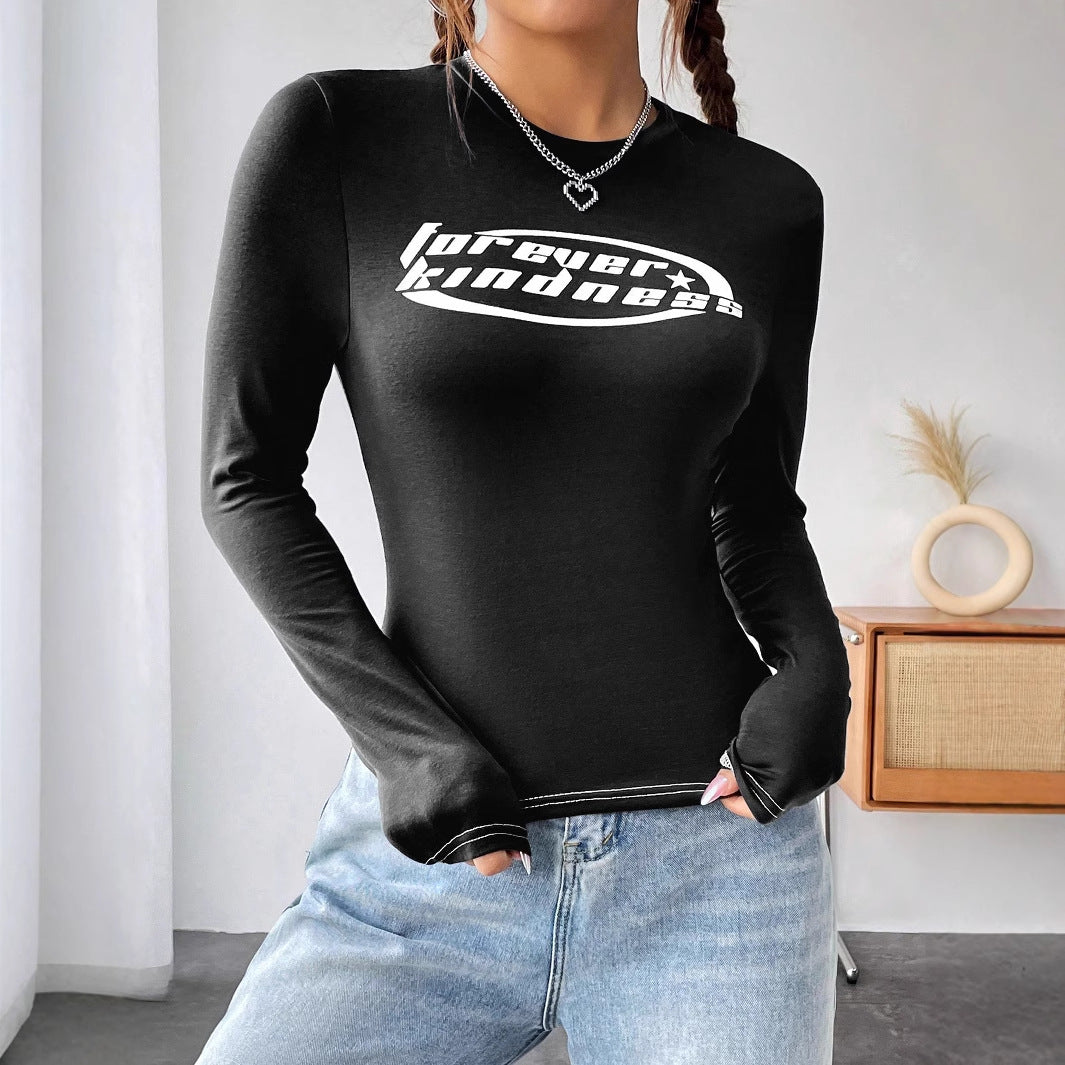 Damen Langarmshirt Hochwertiger Print Figurbetont Norvielle