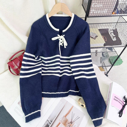 Damen Pullover mit Kordelzug und Streifenmuster Norvielle