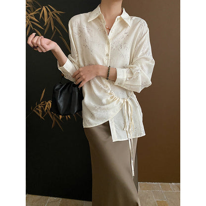 Damen Blusenshirt Florales Muster Wickeldesign Norvielle