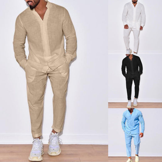 Herren Leinenanzug Luftig Beige Norvielle - Norvielle