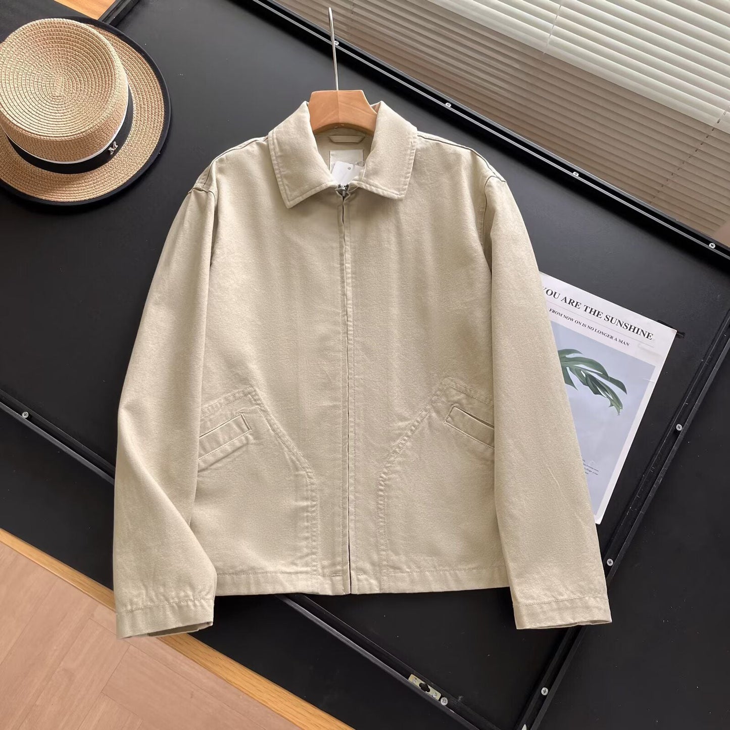 Damen Übergangsjacke Lässig Mit Taschen Beige