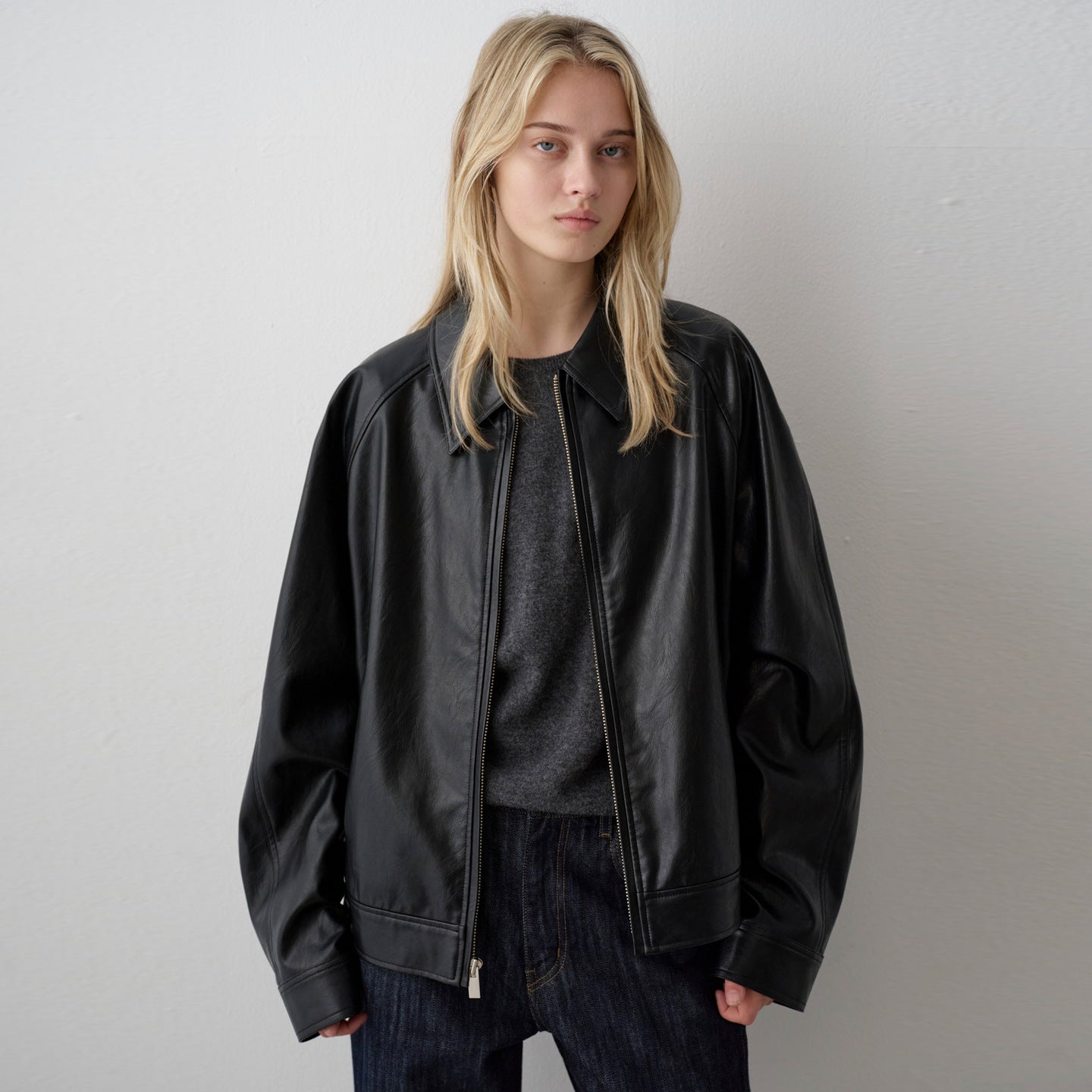 Damen Lederjacke Minimalistisch Norvielle