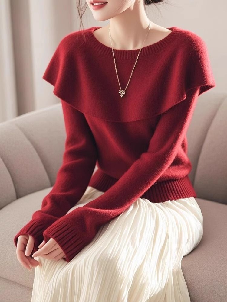 Damen Pullover Lässiger Schalkragen Norvielle