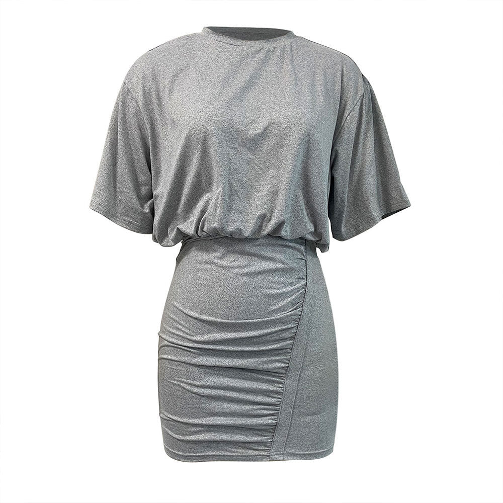 Damen Kleid Kurz Gerüschtes Detail Lässig Norvielle