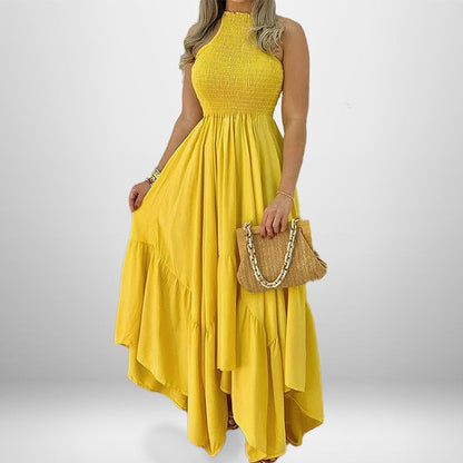 Damen Maxikleid Hochgeschlossen Voluminöser Rock Norvielle
