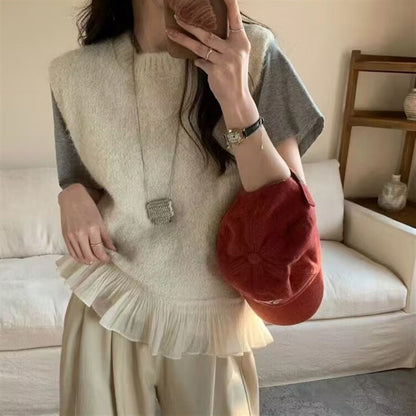 Damen Pullover Rüschensaum Norvielle - Norvielle