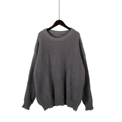 Damen Grobstrickpullover Oversized Lässige Ärmel