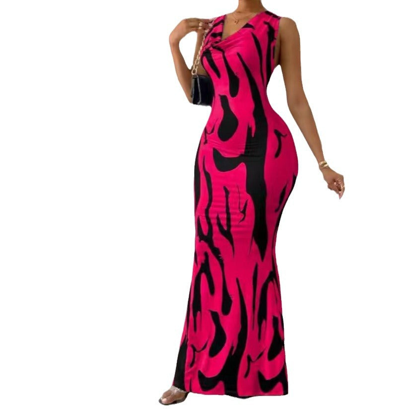 Damen Maxikleid Figurbetont Trendmuster Norvielle