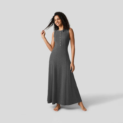 Damen Maxikleid Knopfleiste Figurfreundlich Norvielle