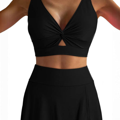 Damen Sport-Bikini-Set Wickeltop und Rock