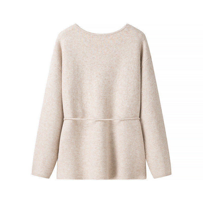 Damen Strickjacke Kuschelig Mit Bindegürtel Modern