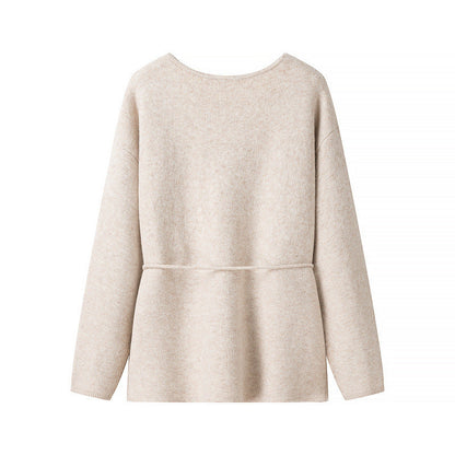 Damen Strickjacke Kuschelig Mit Bindegürtel Modern