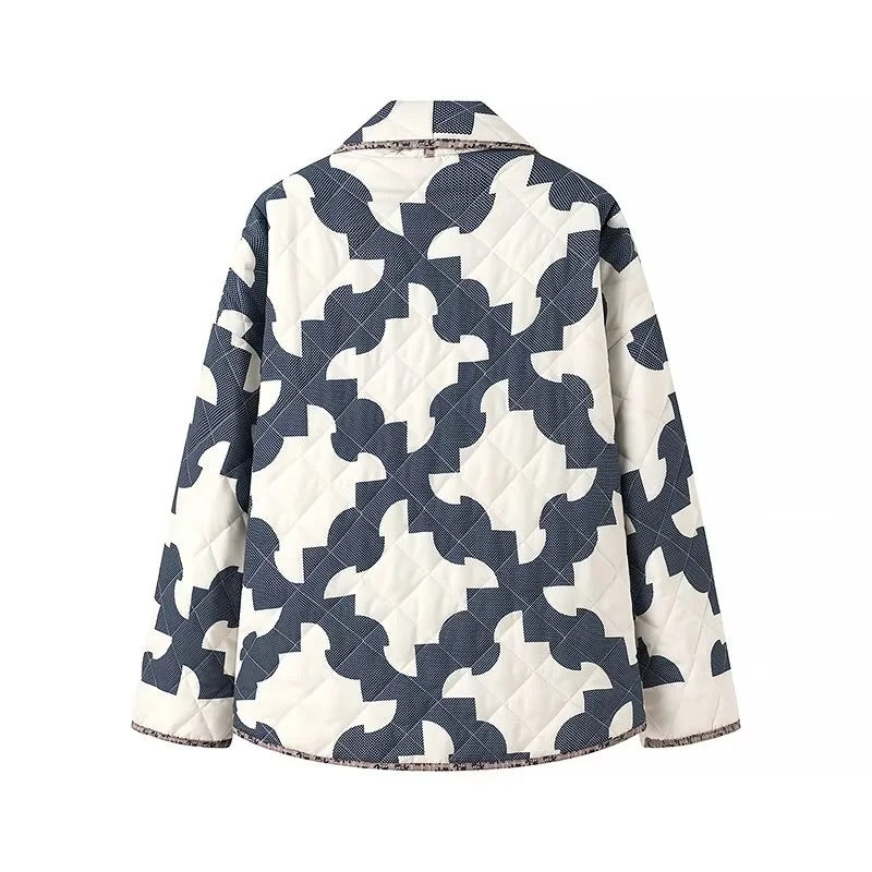 Damen Steppjacke Leicht Geometrische Muster Norvielle