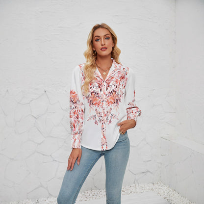Damen Bluse mit Floralmuster und Puffärmeln