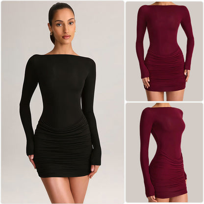 Damen Minikleid Schulterfrei Elegante Drapierung Norvielle - Norvielle